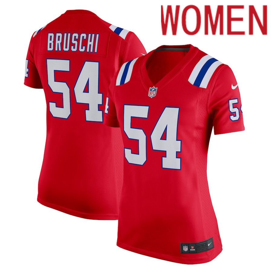 Women New England Patriots 54 Tedy Bruschi Nike Red Retired Game NFL Jersey